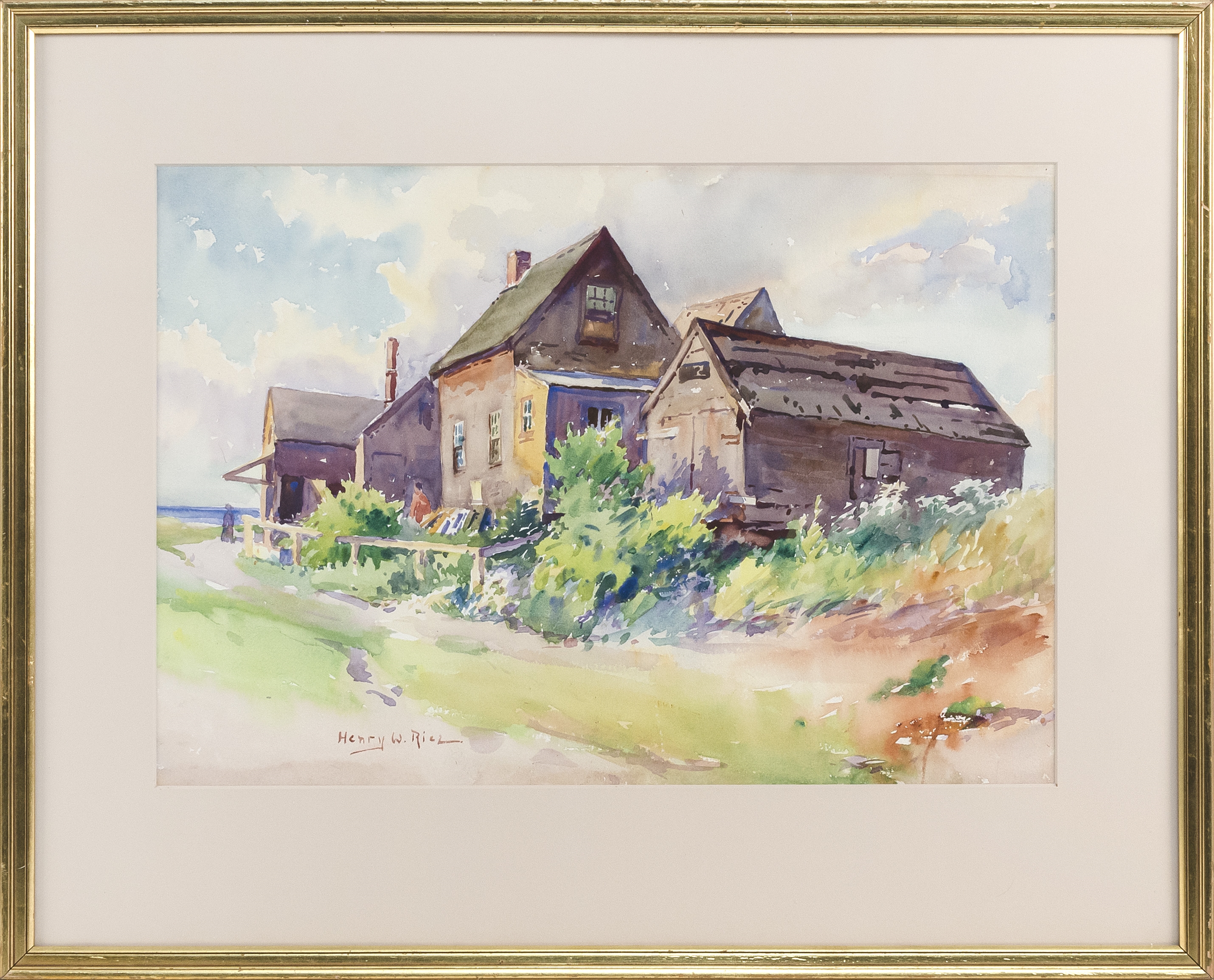 Artwork by Henry Webster Rice, Maine Cottages", Made of Watercolor on paper