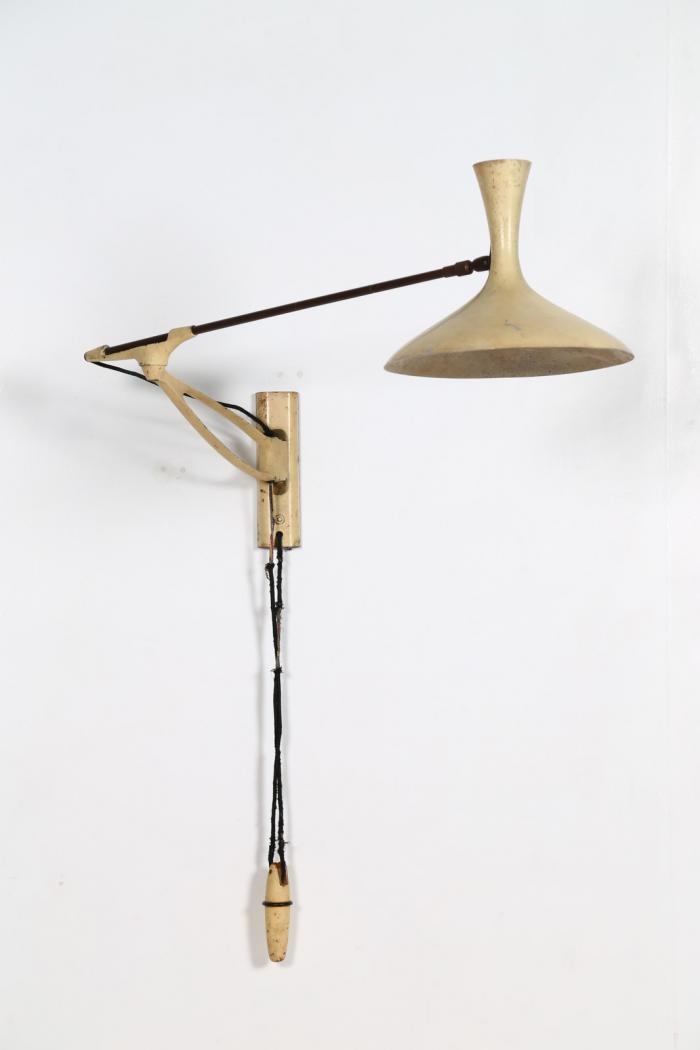 Artwork by Louis Christiaan Kalff, Sliding wall lamp, Made of Painted aluminium and brass