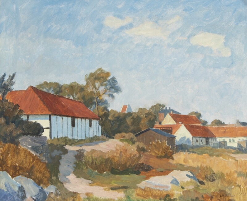 Artwork by Einar Nielsen Korlind, Scenery from Allinge Sandvig, Bornholm, Made of Oil on canvas