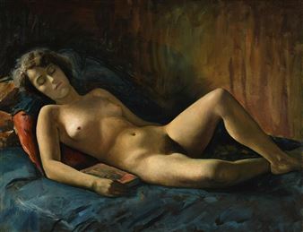 Female Nude Reclining - Imre Goth