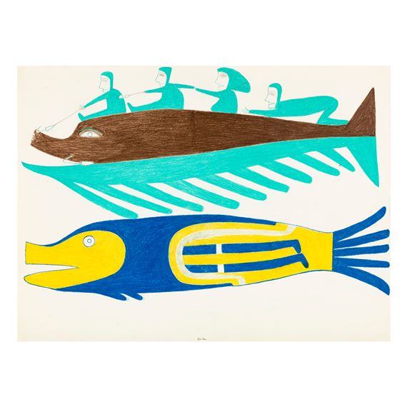 UNTITLED (FISH RIDERS AND FISH-WOMAN) by Jessie Oonark, circa 1978