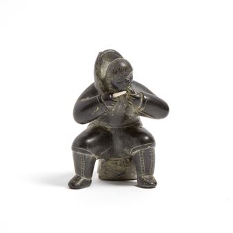 SEATED HUNTER EATING - Zebedee Enoogoo