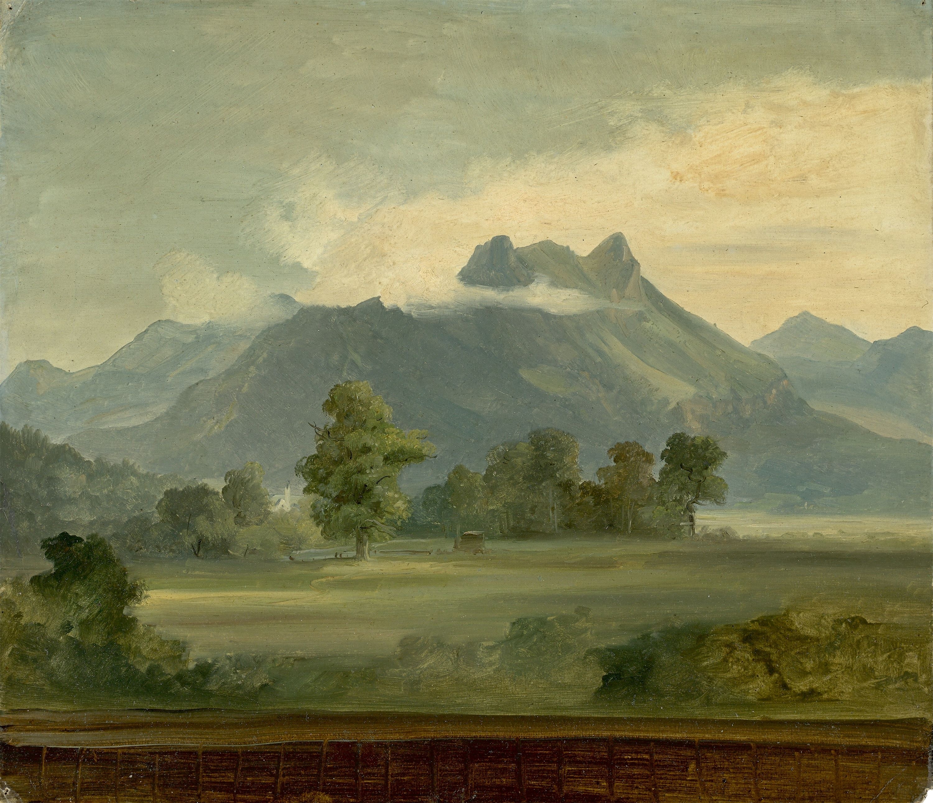 Artwork by Friedrich Wasmann, Wolken über einem Gebirge in Tirol, Made of Oil on wove paper