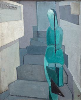 'Groene figuur bij trap'/A green figure at a staircase - Charles Roelofsz
