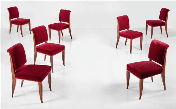 SEVEN DROUANT SIDE CHAIRS, MODEL NO. 68AR AND 1NR