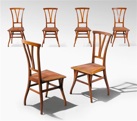 SET OF SIX BLOEMENWERF CHAIRS by Henry van de Velde, designed 1894-1895, executed 1898