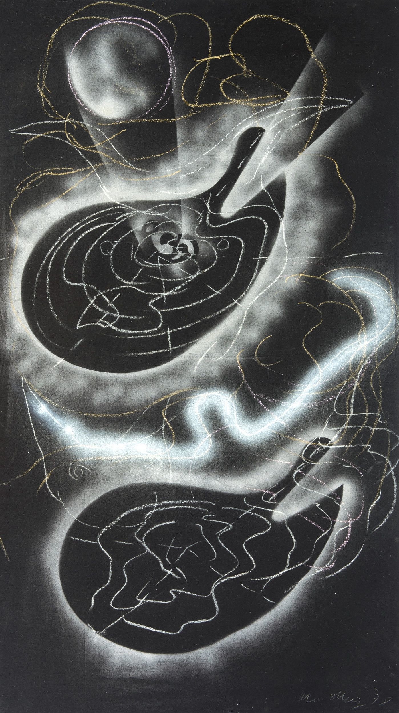 Artwork by Mario Merz, Untitled, Made of Oil painting, spray and pastel on canvas