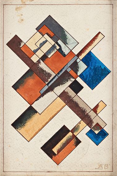 Constructivist composition by Alexander Vesnin, circa 1920