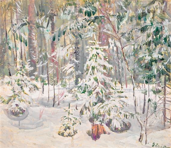 Winter Forest by Nikolai Mikhailovich Romadin, 1955