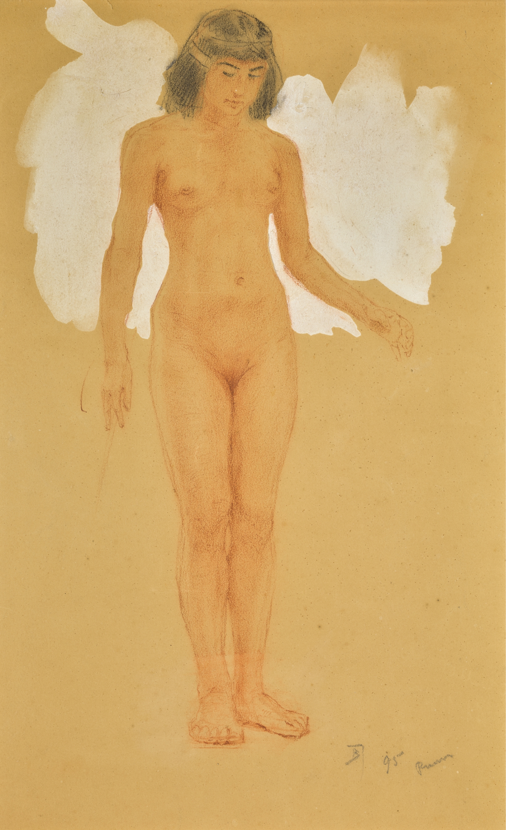Artwork by Vasiliy Dimitrevich Polenov, Egyptian Figure, Made of sanguine, charcoal and gouache on paper