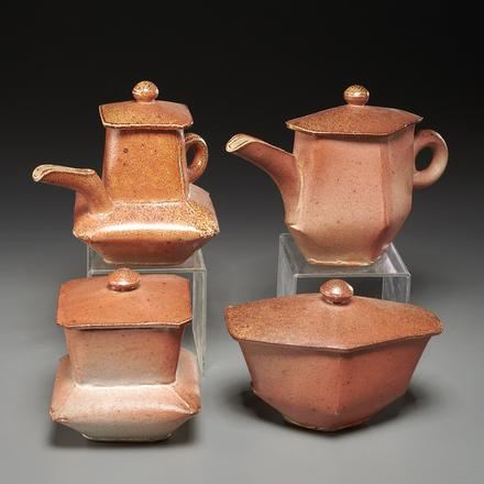 (4) pottery vessels by Mark Pharis, 1985