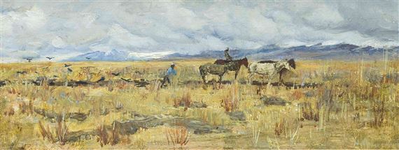 In the steppe by Nikolai Mikhailovich Romadin, 1950