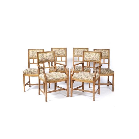 Drop-leaf dining table and six chairs by Peter Waals