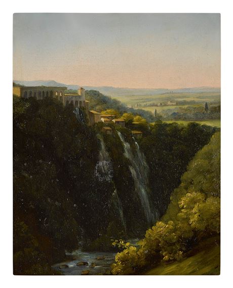 THE FALLS AT TIVOLI WITH THE STABLES OF MAECENAS by Auguste Jean Baptiste Vinchon