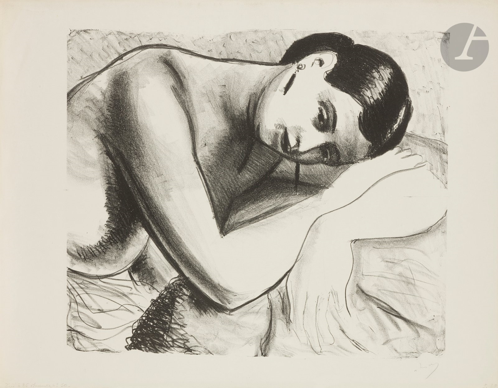 Femme vers la droite, avec chignon et boucles d’oreilles by André Derain, 1927