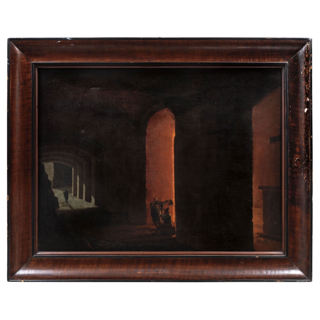 Artwork by Horace Vernet, VISTA NOCTURNA DE CALLE, Made of oil on canvas