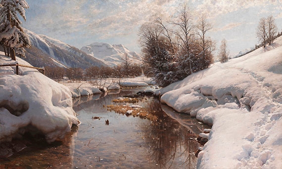 Artwork by Peder Mork Monsted, Wintersonne im Engadin, Made of Oil on canvas