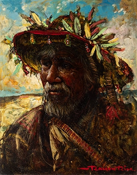 Ramon Rice | Mexican Man in Feathered Hat | MutualArt