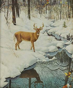 Buck by the Stream in Winter - Robert Doares