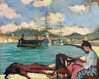 La racommodeuse de filets à Cassis - Charles Camoin