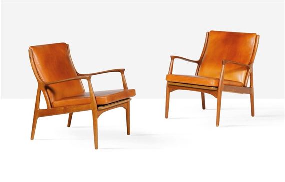 Paire de fauteuils Cuir teck by Erik Kolling Andersen, 1955