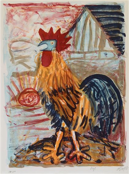 Hahn (vor der Scheune) by Otto Dix, 1968