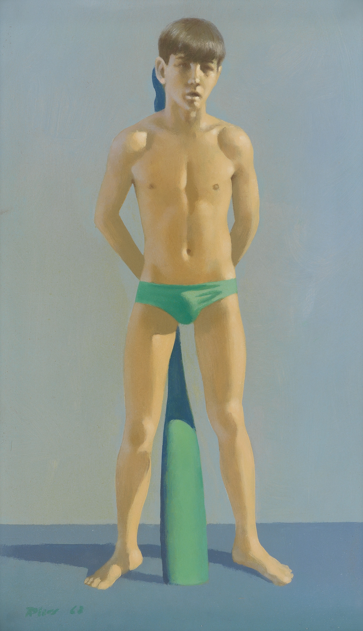 Artwork by Robert R. Bliss, Standing Male Youth with an Oar, Made of Oil on board