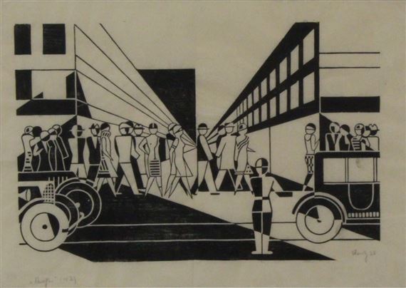 Strasse (Königsallee Düsseldorf) by Gerd Arntz, 1926