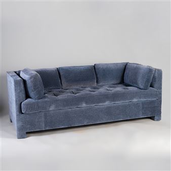 De Angelis Blue Velvet Upholstered Sofa - De Angelis