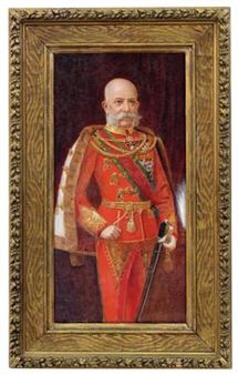 Kaiser Franz Joseph I. von Österreich, Porträt des Kaisers in ungarischer Adjustierung mit Ordensschmuck - Andrej Stollmann
