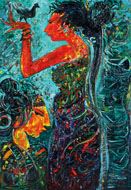 Women with bird by Suwaji, 2014