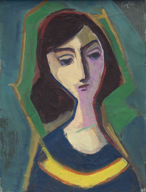Karl Hofer | Mädchen en face (1954) | MutualArt