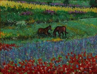 Puledri in campo di fiori - Armando Sainati