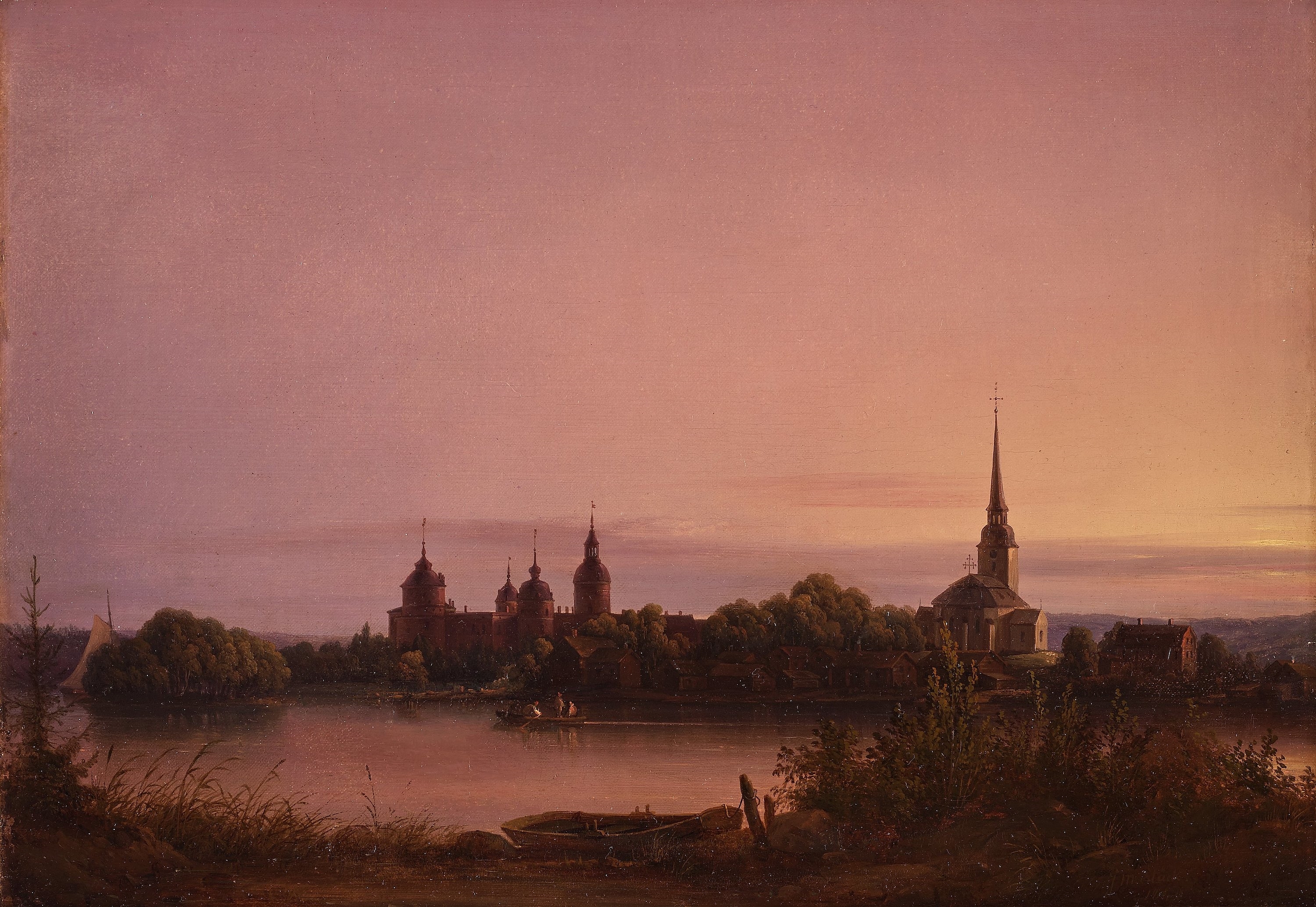Artwork by Joseph Magnus Stäck, Vue of Gripsholm castle in Sweden, Made of Canvas