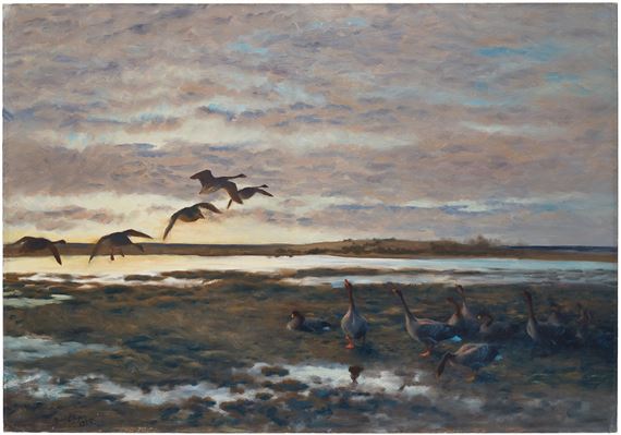 Geese in the field by Bruno Liljefors, 1925