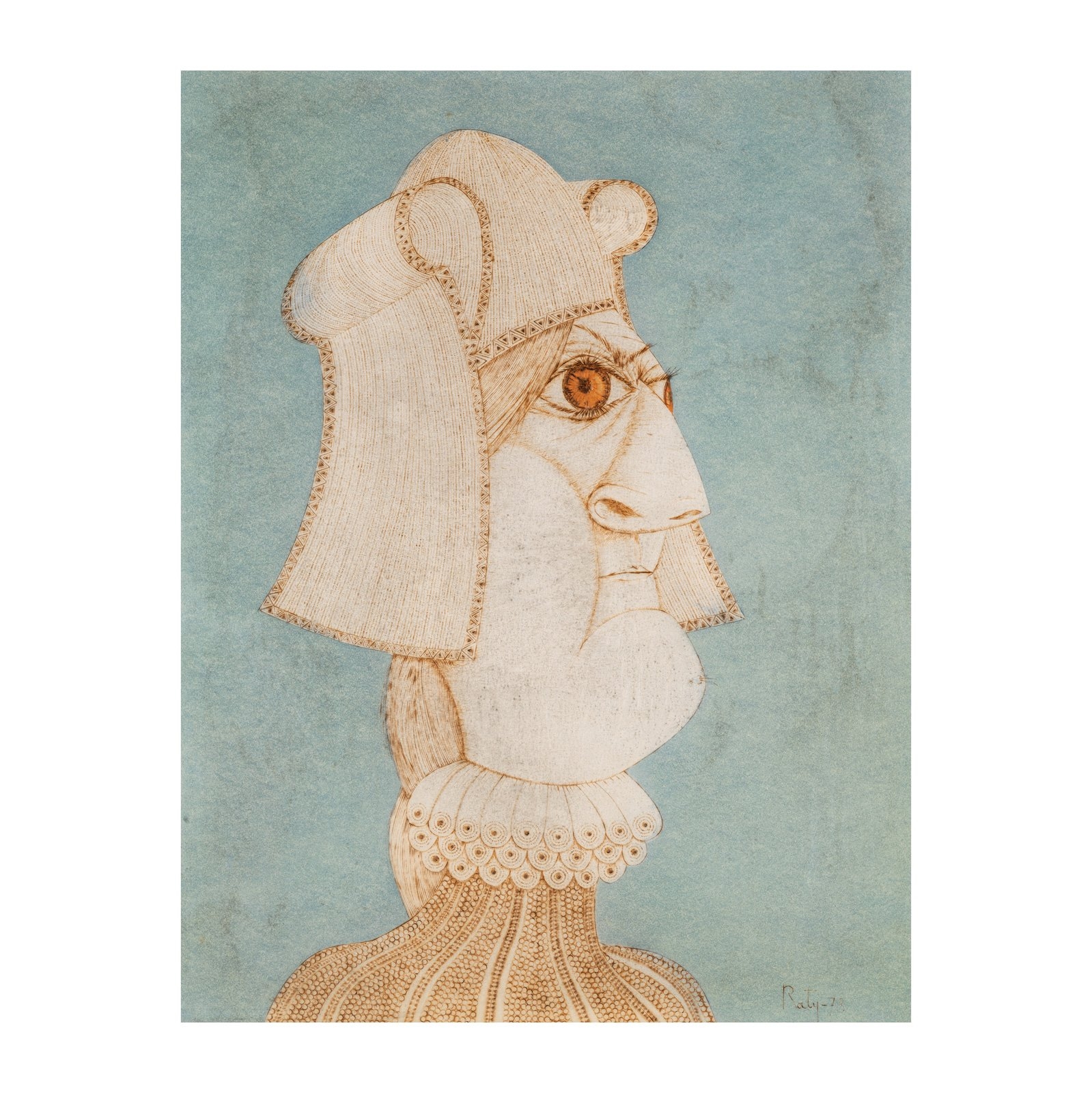 Artwork by François Raty, Personnage de la Renaissance, Made of Mixed media on paper