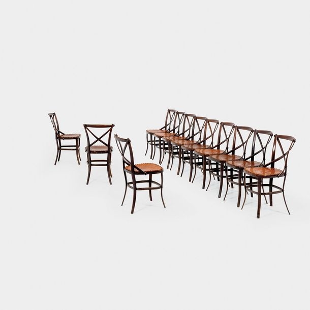Suite de 12 chaises - Lattenstuhl» modèle - 91 by Michael Thonet, 1890