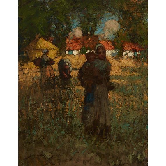 MOTHER AND CHILD IN A FARMING FIELD