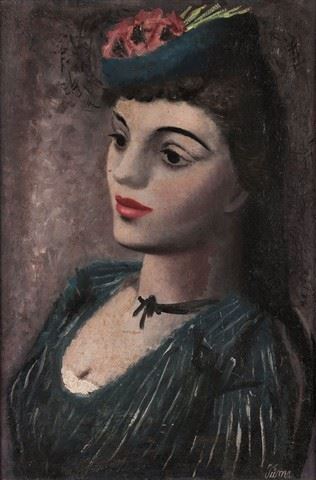 Tuma Zdenek A Girl In A Hat Adina Mandlova 1941 Mutualart