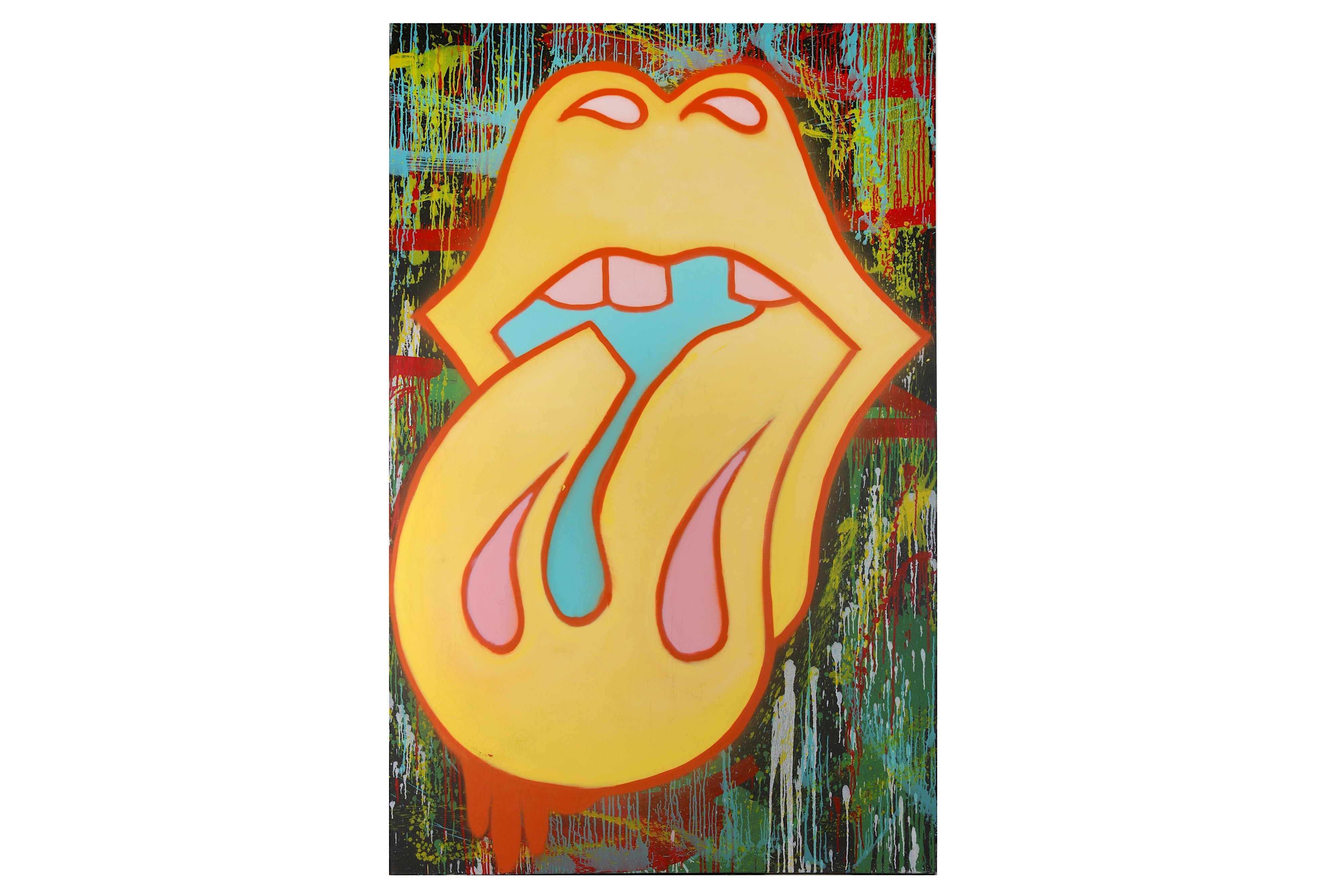 Artwork by King Robbo, Lip Service, Made of Oil and spray paint on canvas