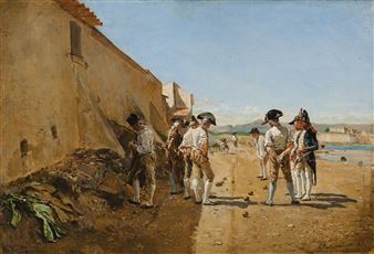 PETANQUE PLAYERS IN ANTIBES - Jean-Louis-Ernest Meissonier
