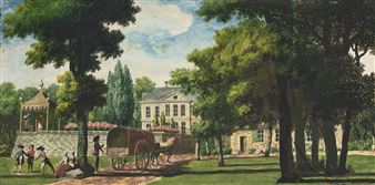 A PANORAMIC LANDSCAPE TRANSPARENCY, FROM THE 'CAMPAGNES DE FRANCE' by Louis Carrogis