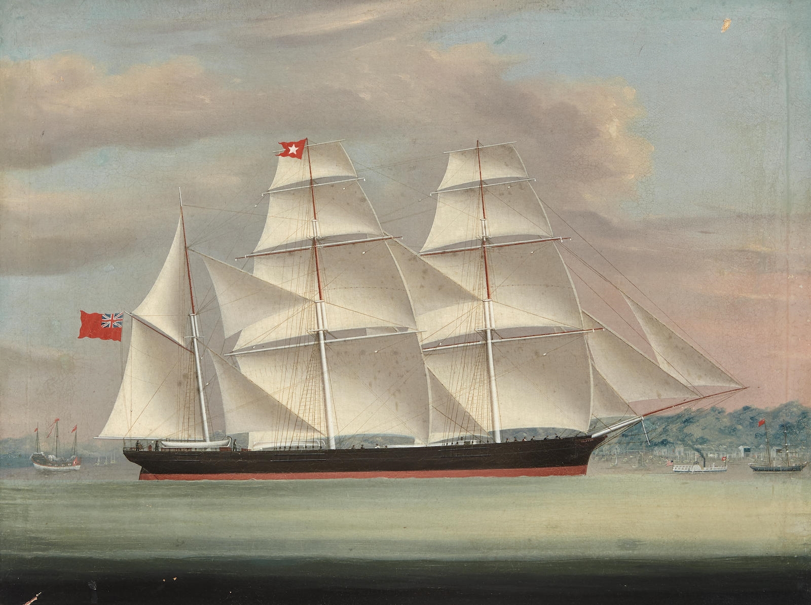 Anglo-Chinese School, 19th Century | A British clipper ship offshore ...