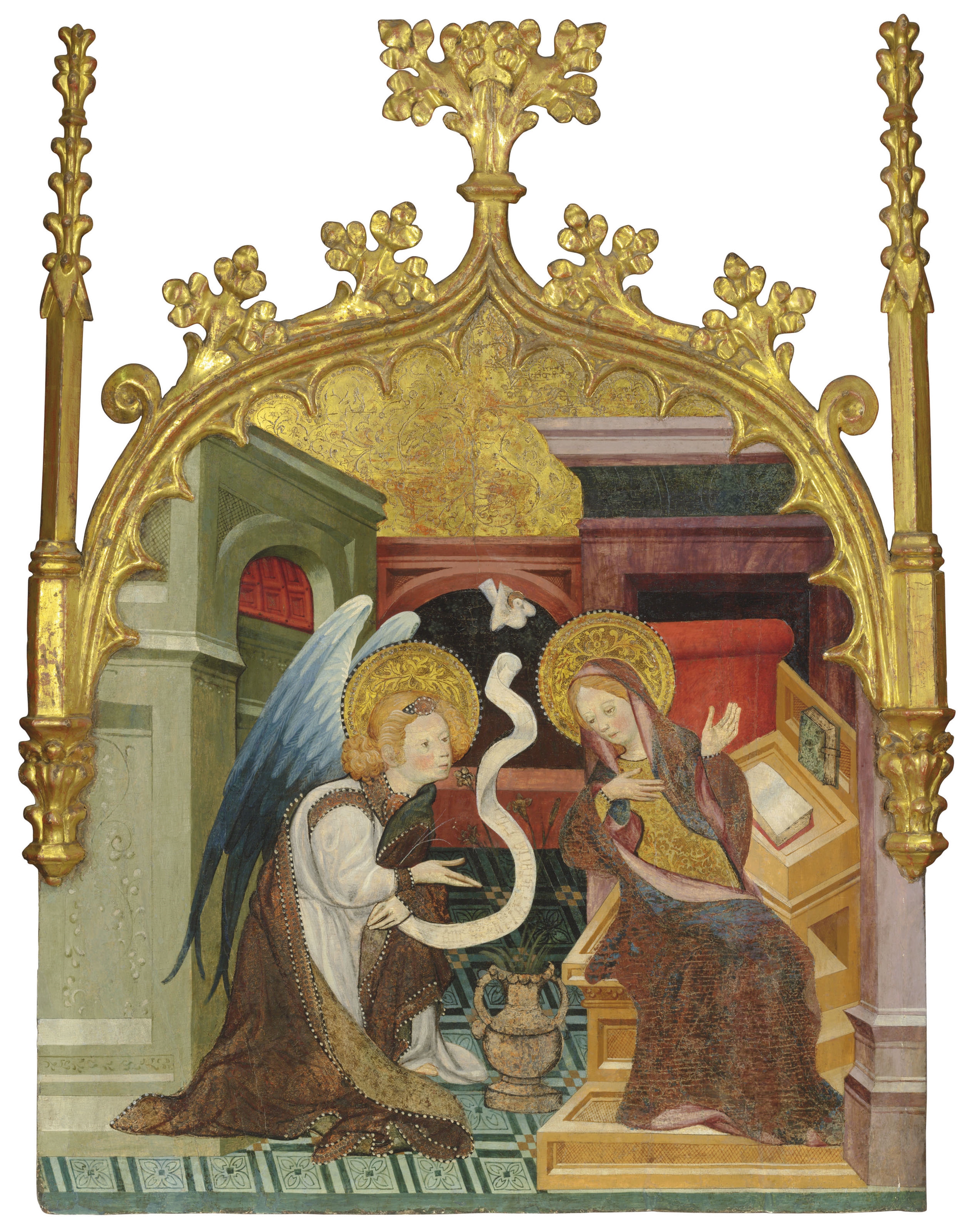 Artwork by Joan Mates, The Annunciation; and The Resurrection, Made of tempera on gold ground panel