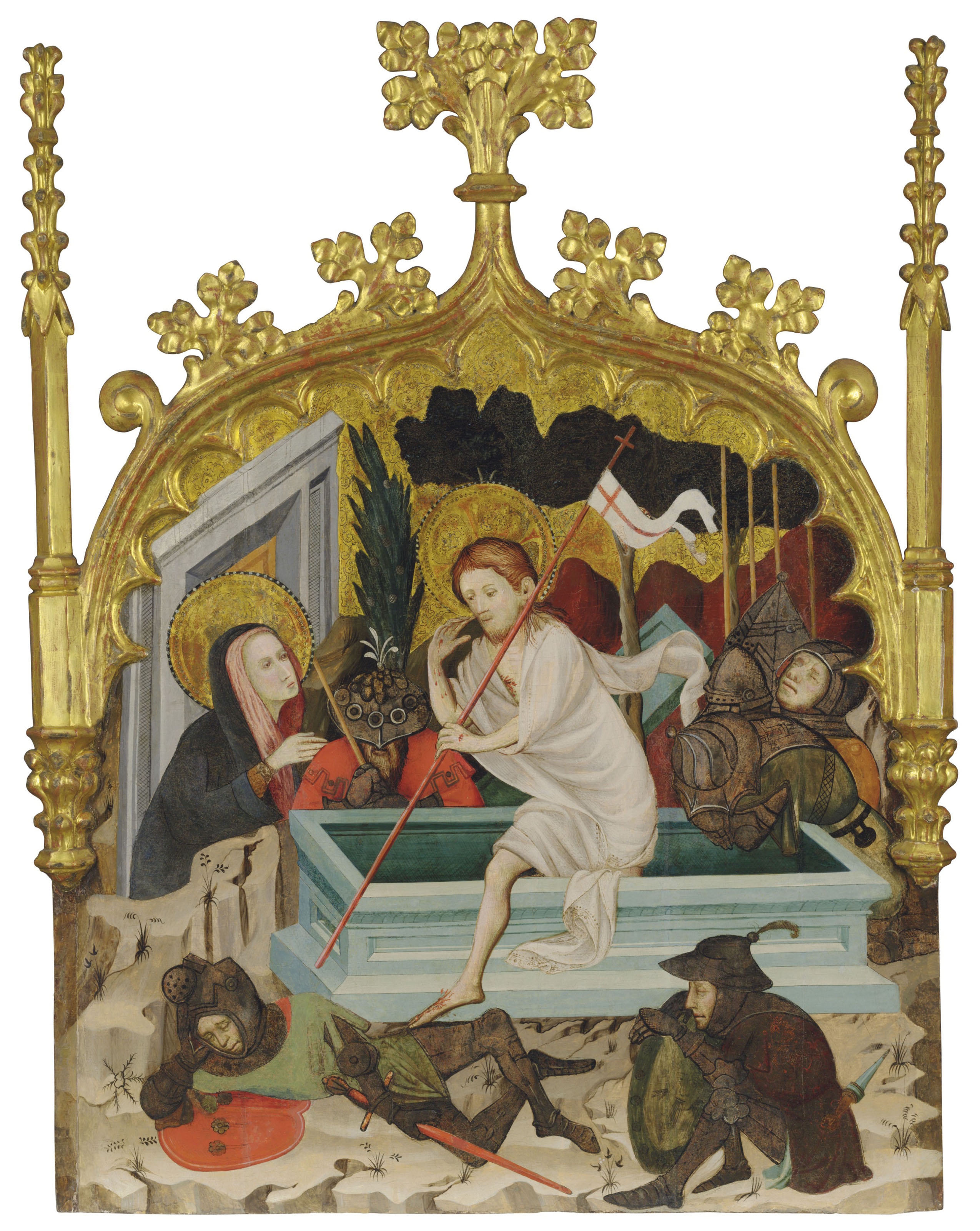 Artwork by Joan Mates, The Annunciation; and The Resurrection, Made of tempera on gold ground panel
