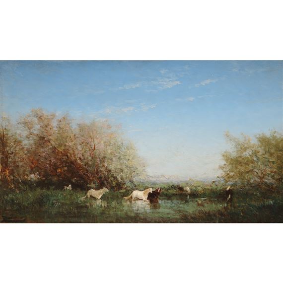 CHEVAUX SAUVAGES EN CAMARGUE by Félix Ziem