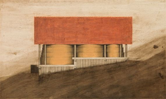 Lehmhaus für die Paare, Seitenansicht