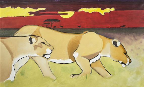 Lionnes de Kichwa Tembo, Kenya by Jacques Chalom des Cordes, 1981