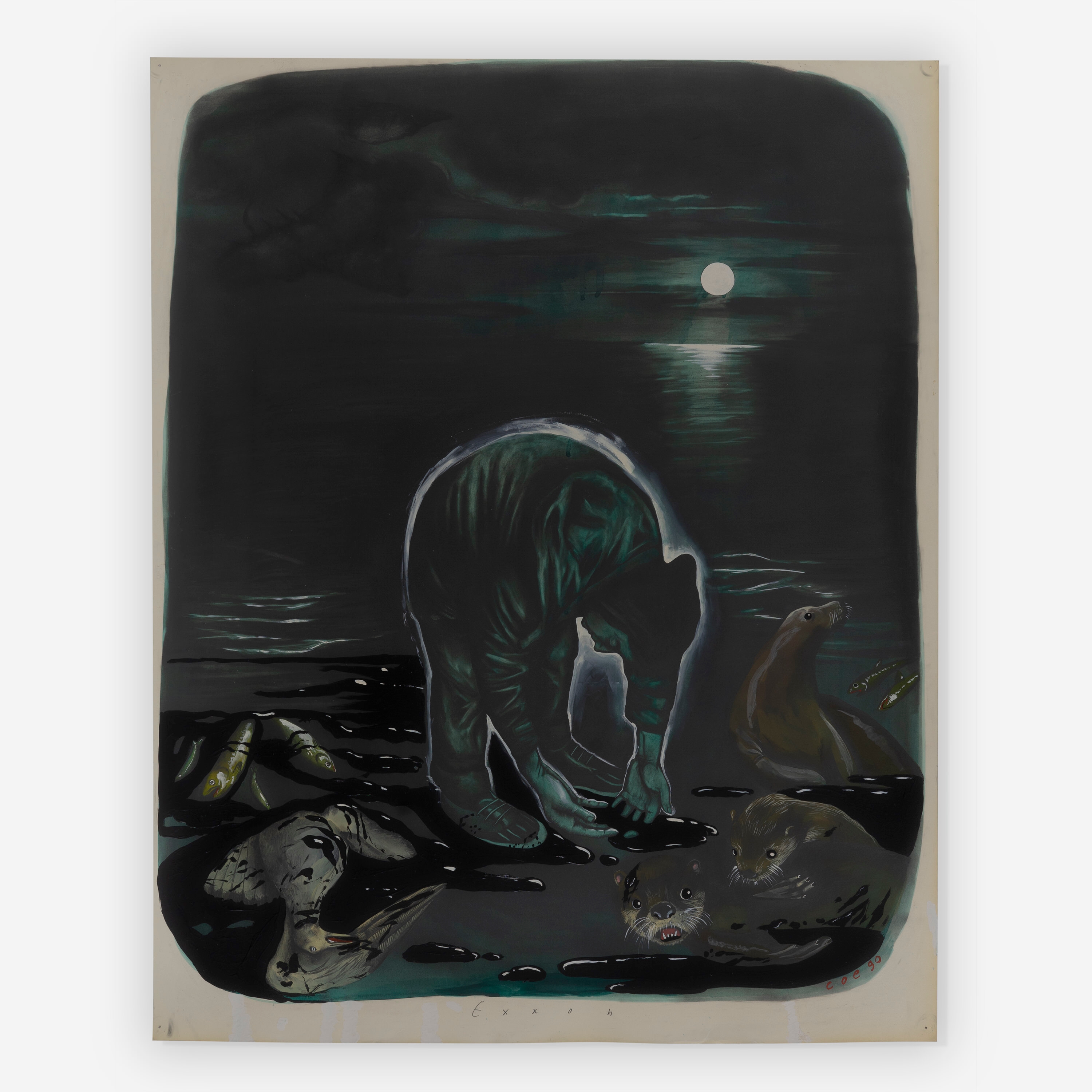 Artwork by Sue Coe, Exxon, Made of mixed media, acrylic and graphite on Strathmore paper