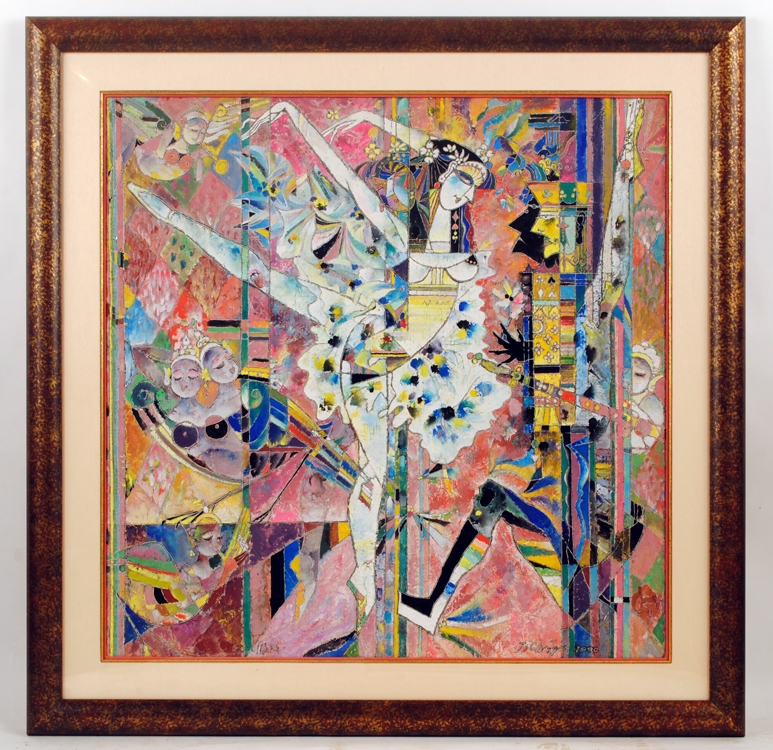 Artwork by Ji Cheng, "Glamour of Dance", Made of mixed media on paper